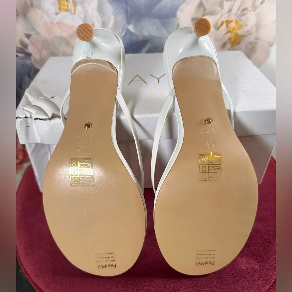 Like new RAYE Kimme Sandal in Ivory white leather kitten heel bride reception - Picture 8 of 10